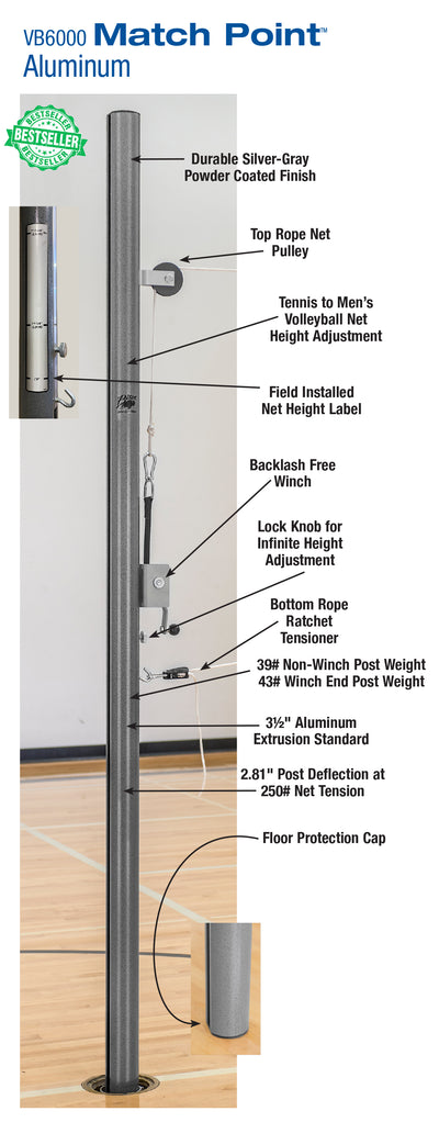 MATCH POINT™ ALUMINUM COMPLETE SYSTEM W/FLOOR SOCKETS-BISON INC-Home Team Sports & Apparel